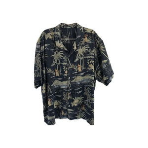 TIKI CLASSICS (No Brand Tag. It's Missing) 100%silk Hawaiian Shirt. Mens XXL